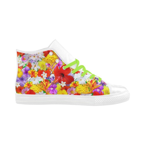 Exotic Flowers Colorful Explosion Aquila High Top Microfiber Leather Women's Shoes (Model 032)
