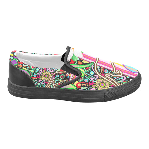 Mandalas, Cats & Flowers Fantasy Pattern Slip-on Canvas Shoes for Men/Large Size (Model 019)