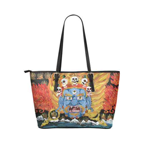 Yamantaka Death Destroyer Tibetan Buddhist Leather Tote Bag/Small (Model 1651)