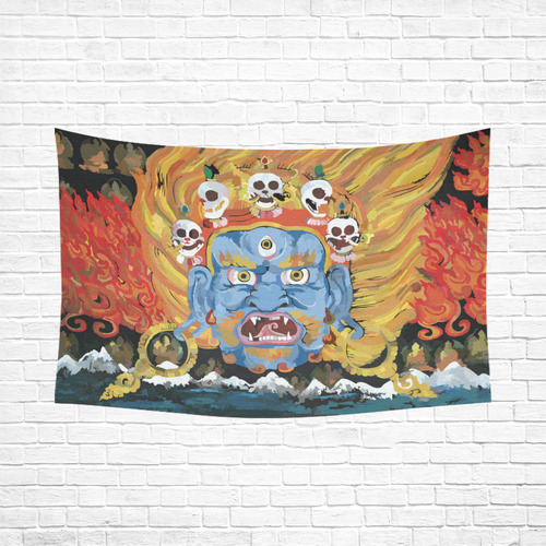 Yamantaka Death Destroyer Tibetan Buddhist Cotton Linen Wall Tapestry 90"x 60"