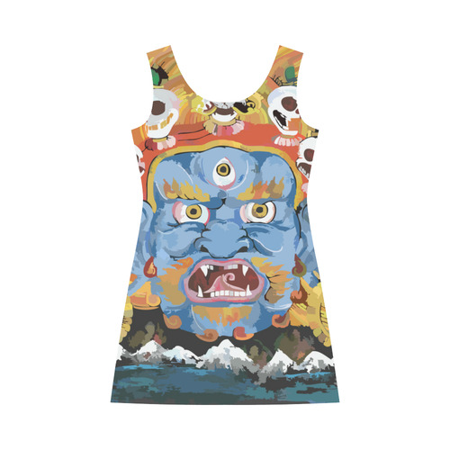 Yamantaka Death Destroyer Tibetan Buddhist Bateau A-Line Skirt (D21)