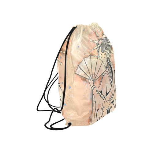 Vintage japanese beautiful geisha girl Large Drawstring Bag Model 1604 (Twin Sides)  16.5"(W) * 19.3"(H)