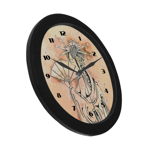 Vintage japanese beautiful geisha girl Circular Plastic Wall clock