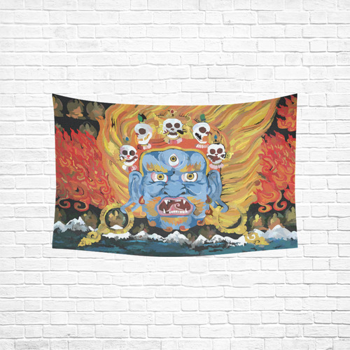 Yamantaka Death Destroyer Tibetan Buddhist Cotton Linen Wall Tapestry 60"x 40"