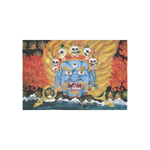 Yamantaka Death Destroyer Tibetan Buddhist Cotton Linen Wall Tapestry 60"x 40"