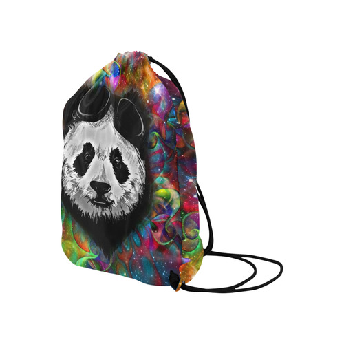 Psychedelic Flower Power Galaxy PANDA Painting Large Drawstring Bag Model 1604 (Twin Sides)  16.5"(W) * 19.3"(H)
