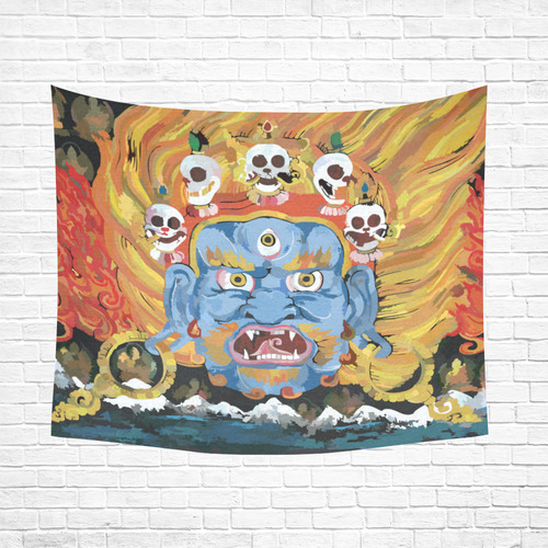 Yamantaka Death Destroyer Tibetan Buddhist Cotton Linen Wall Tapestry 60"x 51"