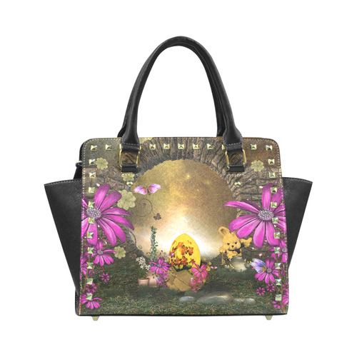 Easter time, easter egg Rivet Shoulder Handbag (Model 1645)