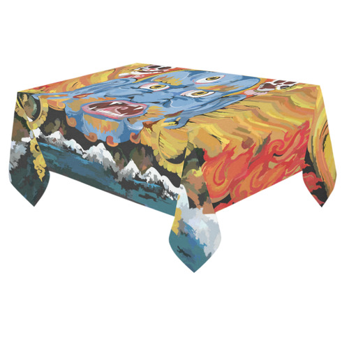 Yamantaka Death Destroyer Tibetan Buddhist Cotton Linen Tablecloth 60"x 84"