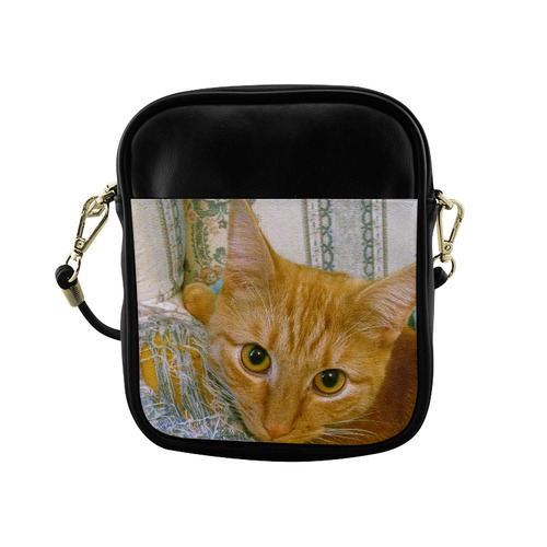 Orange Tabby Cat Shredded Sofa Sling Bag (Model 1627)