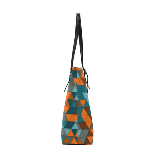 Red Teal Abstract Geometric Triangles Euramerican Tote Bag/Small (Model 1655)