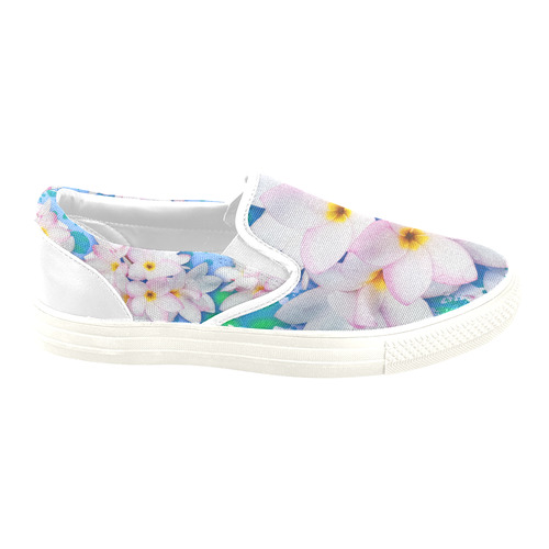 Plumeria Bouquet Exotic Summer Pattern Women's Unusual Slip-on Canvas Shoes (Model 019)