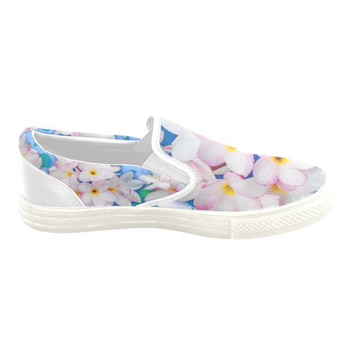 Plumeria Bouquet Exotic Summer Pattern Women's Unusual Slip-on Canvas Shoes (Model 019)