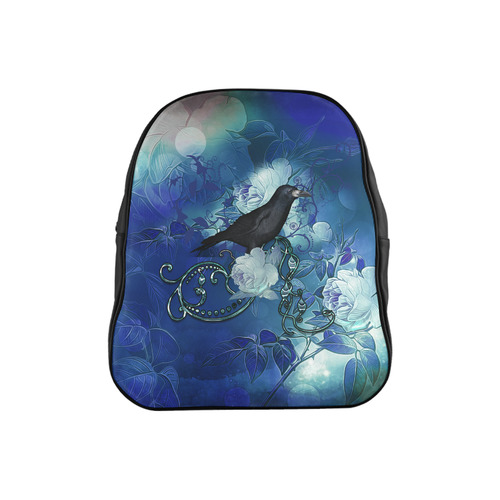 The crow with wonderful  flowers School Backpack (Model 1601)(Small)