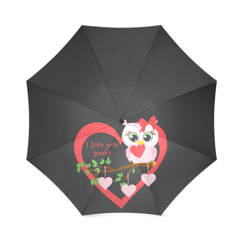 Cute Owl Heart Foldable Umbrella (Model U01)