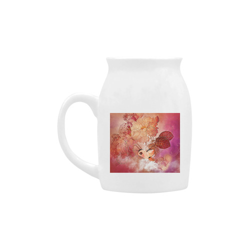 Hearts with flowers soft colors Milk Cup (Small) 300ml