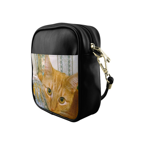 Orange Tabby Cat Shredded Sofa Sling Bag (Model 1627)