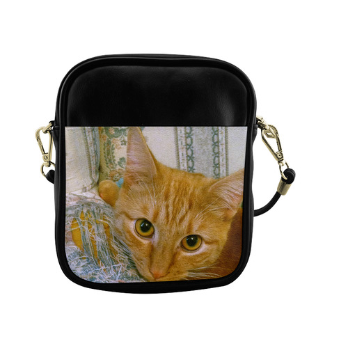 Orange Tabby Cat Shredded Sofa Sling Bag (Model 1627)