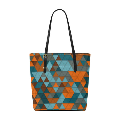 Red Teal Abstract Geometric Triangles Euramerican Tote Bag/Small (Model 1655)