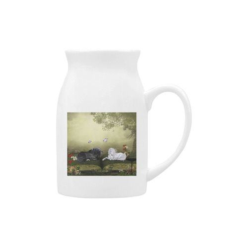 White unicorn with black horse Milk Cup (Large) 450ml