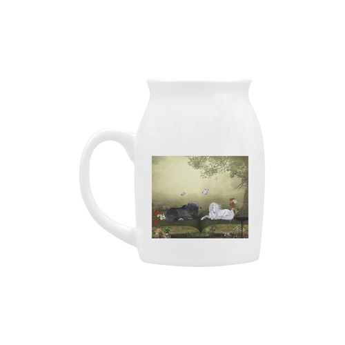 White unicorn with black horse Milk Cup (Small) 300ml