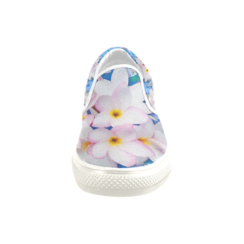 Plumeria Bouquet Exotic Summer Pattern Women's Unusual Slip-on Canvas Shoes (Model 019)