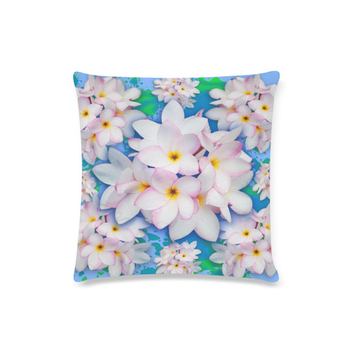 Plumeria Bouquet Exotic Summer Pattern Custom Zippered Pillow Case 16"x16"(Twin Sides)