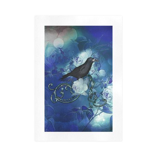 The crow with wonderful  flowers Art Print 16‘’x23‘’