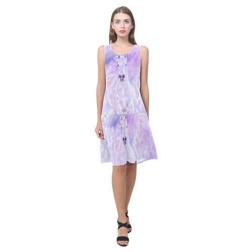 Girly Romantic Horse Of Clouds Sleeveless Splicing Shift Dress(Model D17)