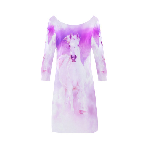 Girly Romantic Pink Horse In The Sky Bateau A-Line Skirt (D21)