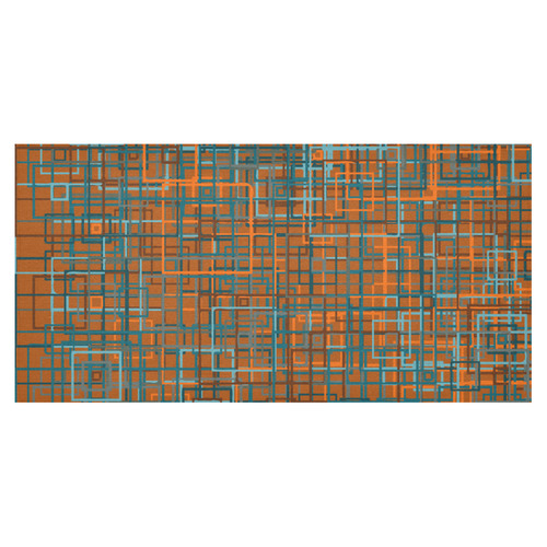 Red Blue Geometric Squares Pattern Cotton Linen Tablecloth 60"x120"