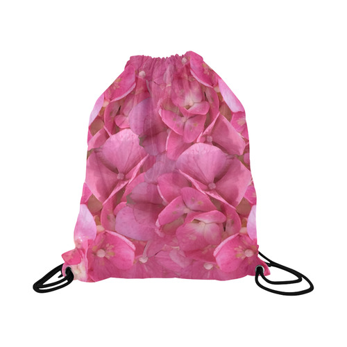 Dark Pink Flowers Large Drawstring Bag Model 1604 (Twin Sides)  16.5"(W) * 19.3"(H)