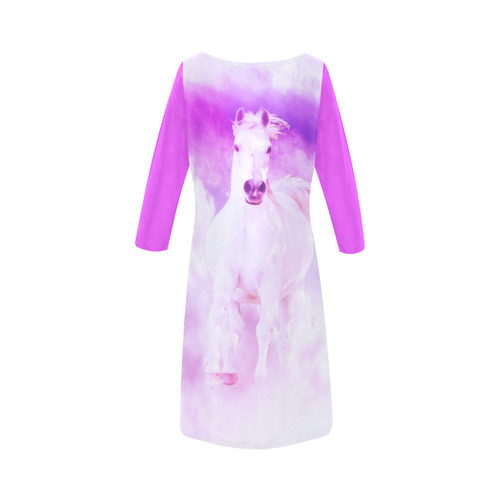 Girly Romantic Pink Horse In The Sky Round Collar Dress (D22)