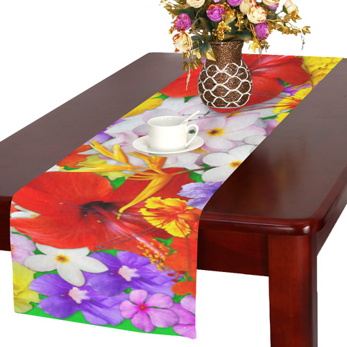 Exotic Flowers Colorful Explosion Table Runner 16x72 inch