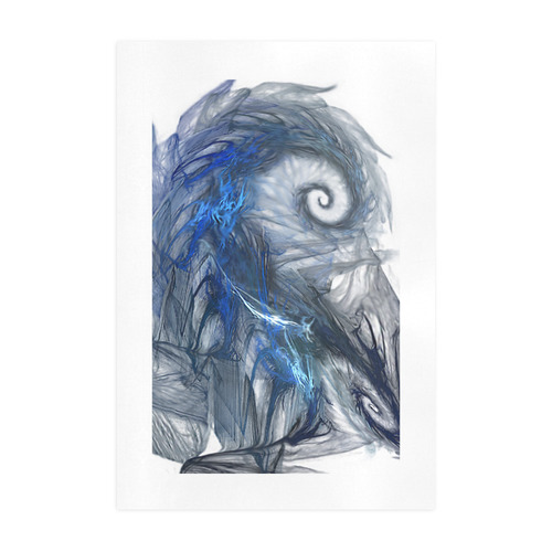 Blue Fractal Storm Art Print 19‘’x28‘’