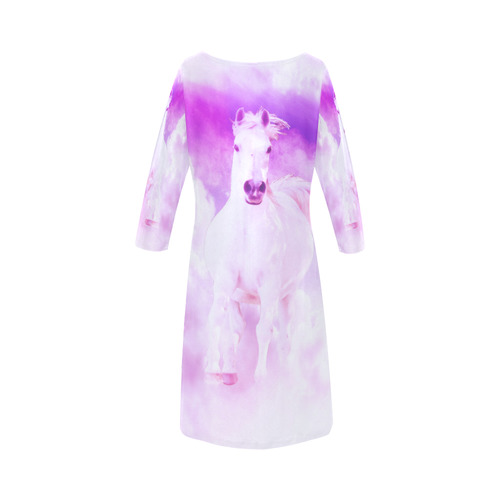 Girly Romantic Pink Horse In The Sky Round Collar Dress (D22)