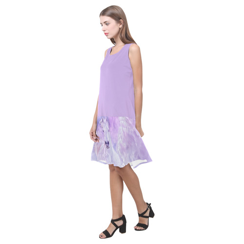 Girly Romantic Horse Of Clouds Sleeveless Splicing Shift Dress(Model D17)