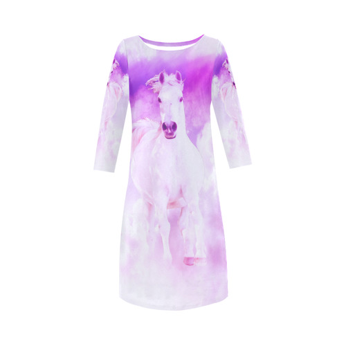 Girly Romantic Pink Horse In The Sky Round Collar Dress (D22)
