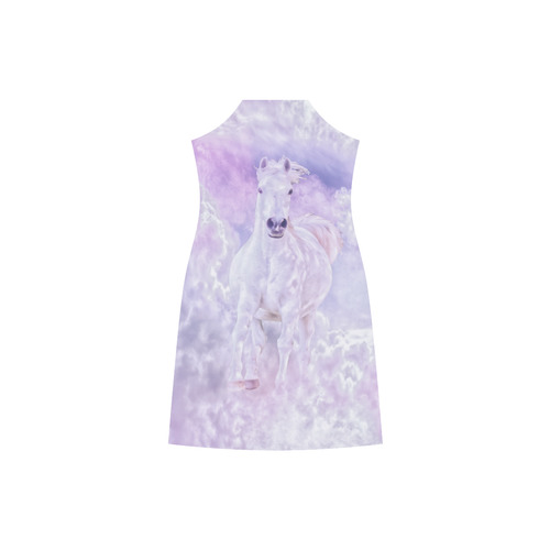 Girly Romantic Horse Of Clouds V-Neck Open Fork Long Dress(Model D18)