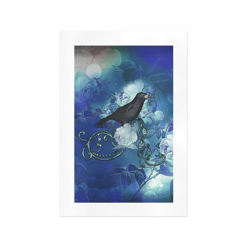 The crow with wonderful  flowers Art Print 13‘’x19‘’