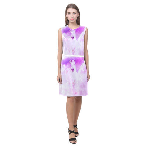 Girly Romantic Pink Horse In The Sky Eos Women's Sleeveless Dress (Model D01)