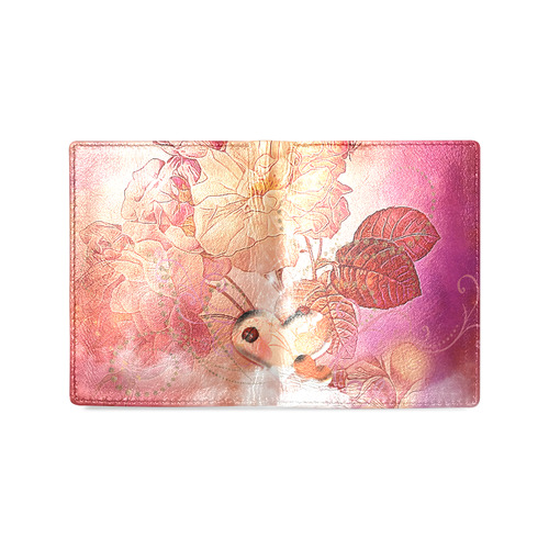 Hearts with flowers soft colors Men's Leather Wallet (Model 1612)