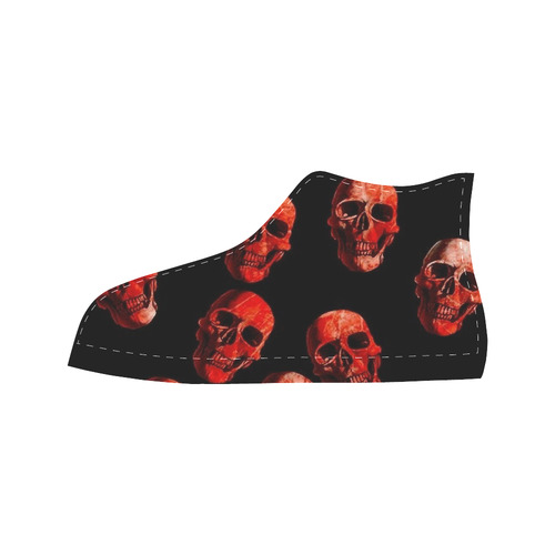 skulls red Aquila High Top Microfiber Leather Women's Shoes/Large Size (Model 032)
