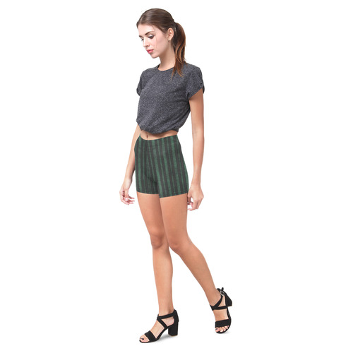 Trendy dark green leather look lines Briseis Skinny Shorts (Model L04)