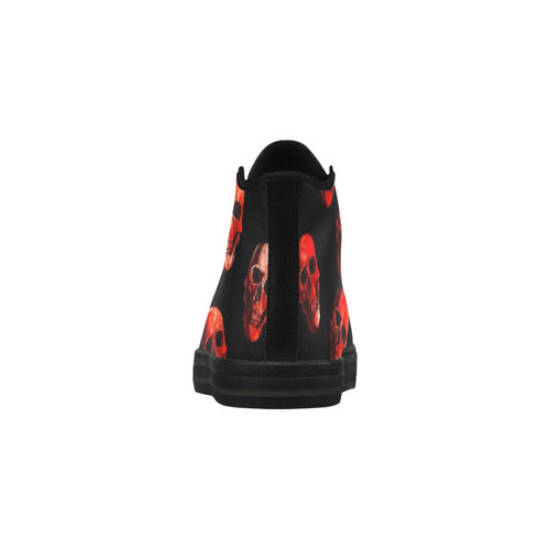 skulls red Aquila High Top Microfiber Leather Men's Shoes/Large Size (Model 032)