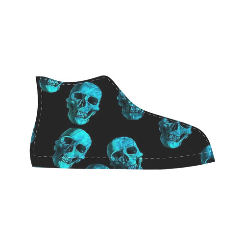 skulls blue by JamColors Aquila High Top Microfiber Leather Women's Shoes/Large Size (Model 032)