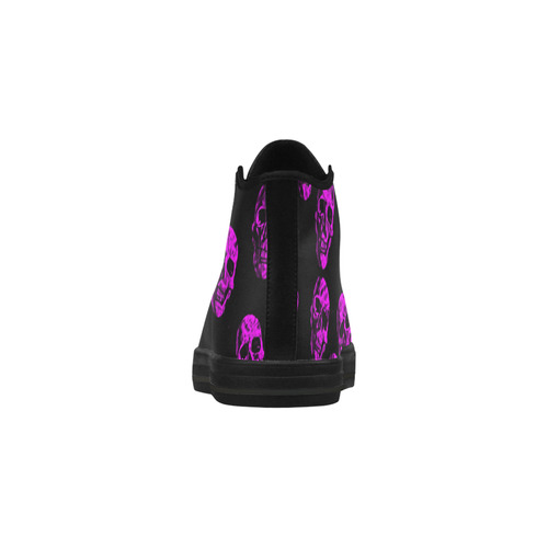 purple skulls Aquila High Top Microfiber Leather Women's Shoes (Model 032)