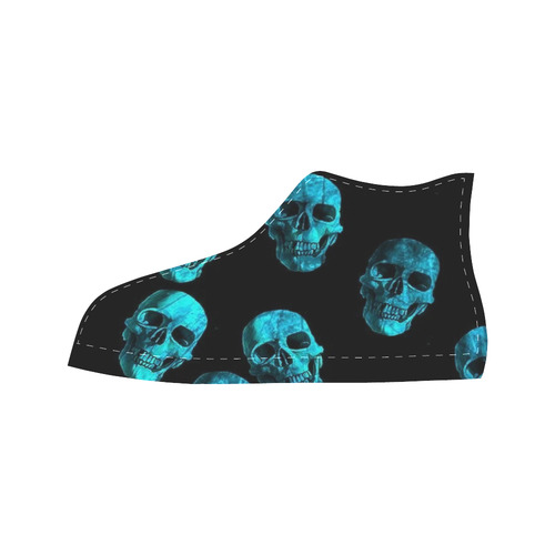 skulls blue by JamColors Aquila High Top Microfiber Leather Men's Shoes/Large Size (Model 032)