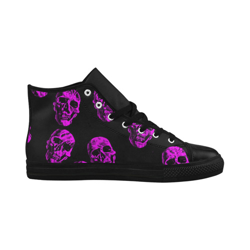 purple skulls Aquila High Top Microfiber Leather Women's Shoes (Model 032)