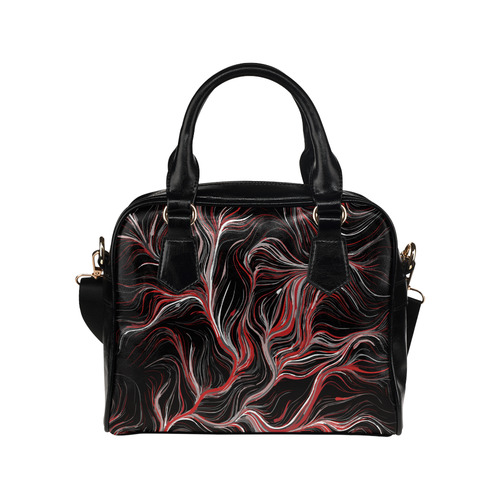 Red Light Burst Modern Abstract Art Shoulder Handbag (Model 1634)